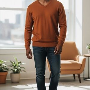 COOFANDY Men's V Neck Sweater Lightweight Knitted Pullover Sweater